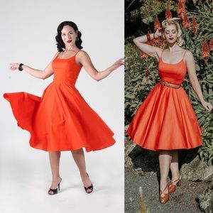 NWT Peggy Retro Circle Dress in Tangerine orange retro fit and flare dress in XL